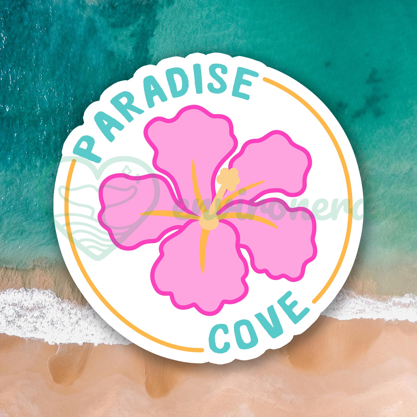 Paradise Cove hibiscus sticker