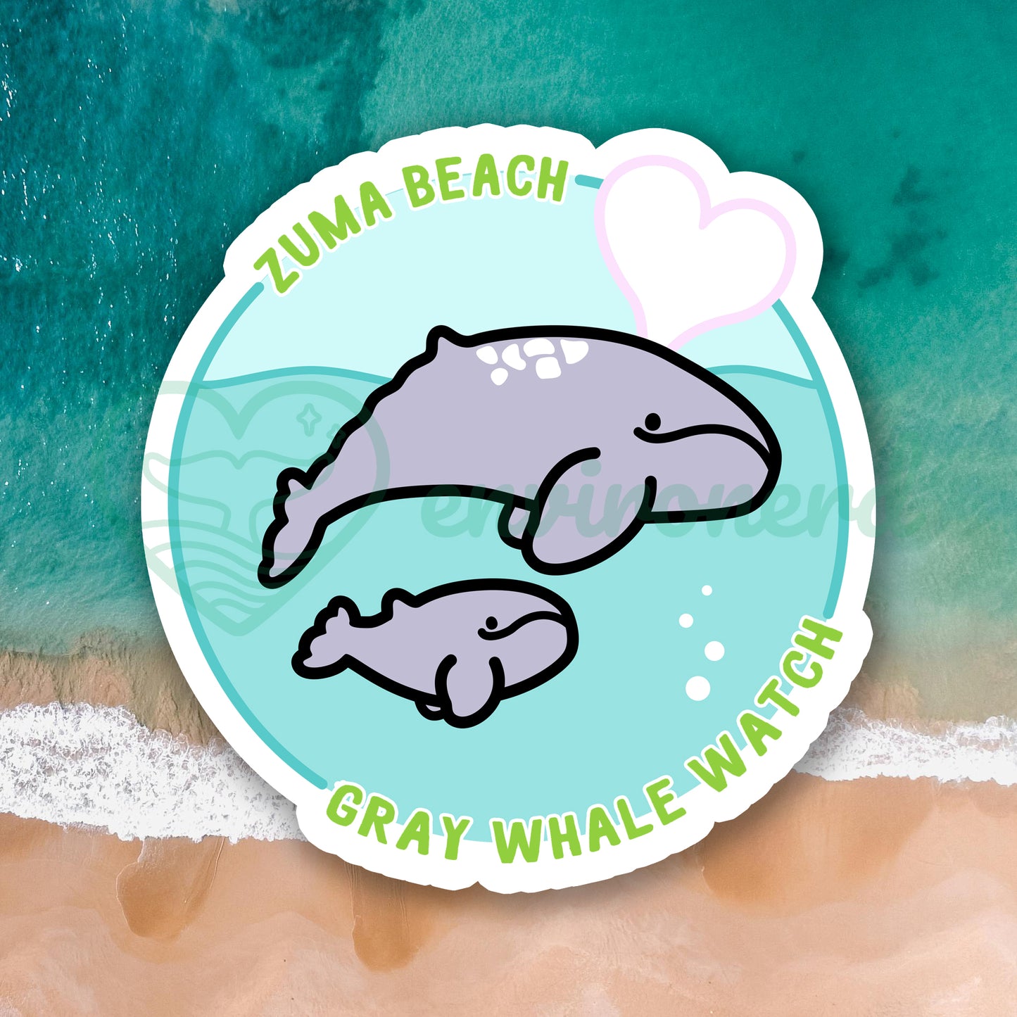 Zuma Beach gray whale sticker