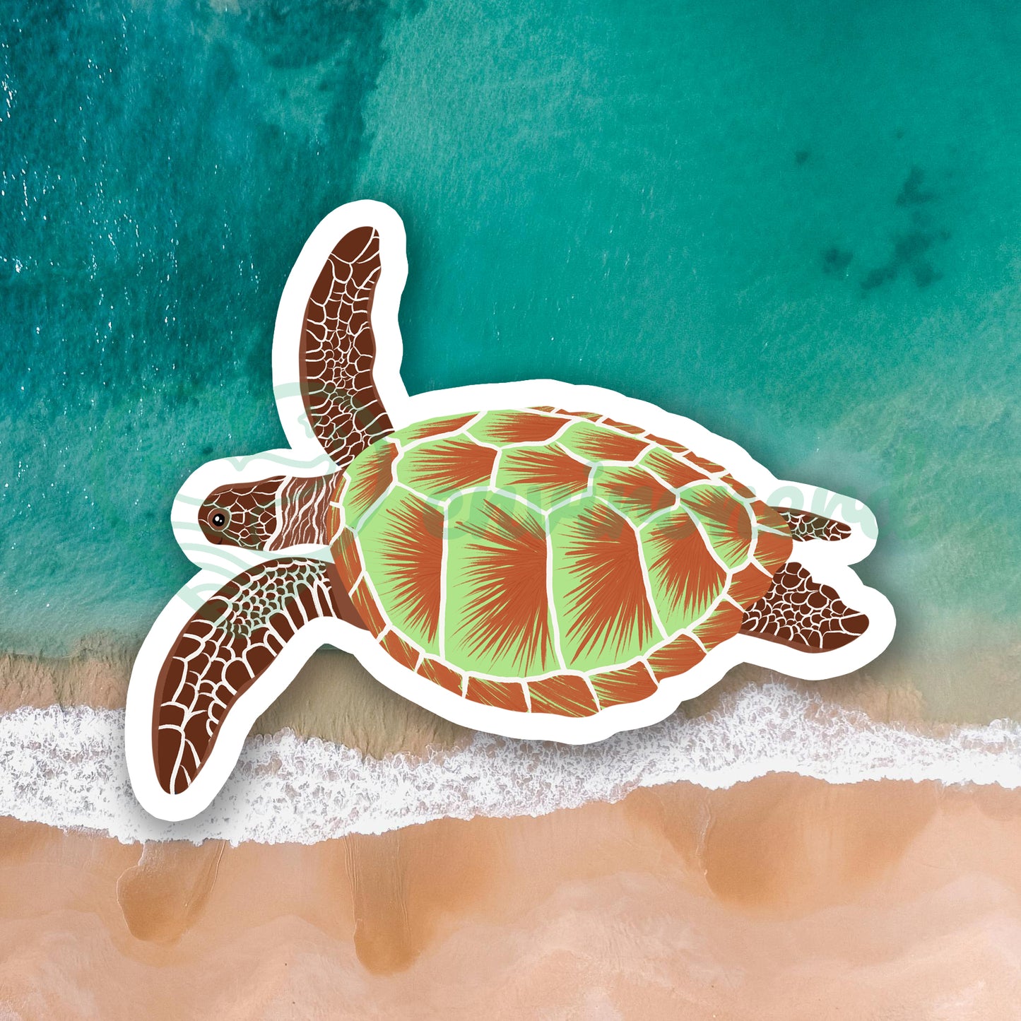 Green sea turtle sticker