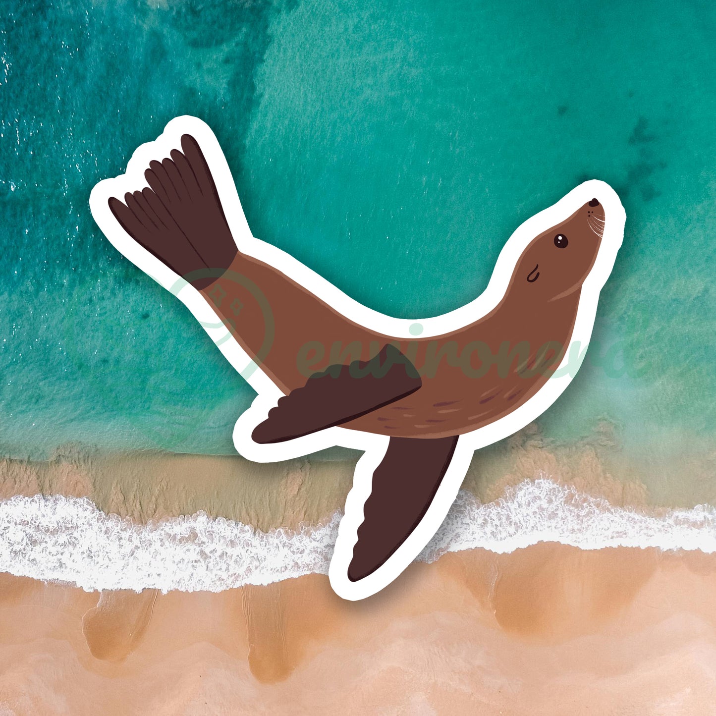 Sea lion swimming sticker