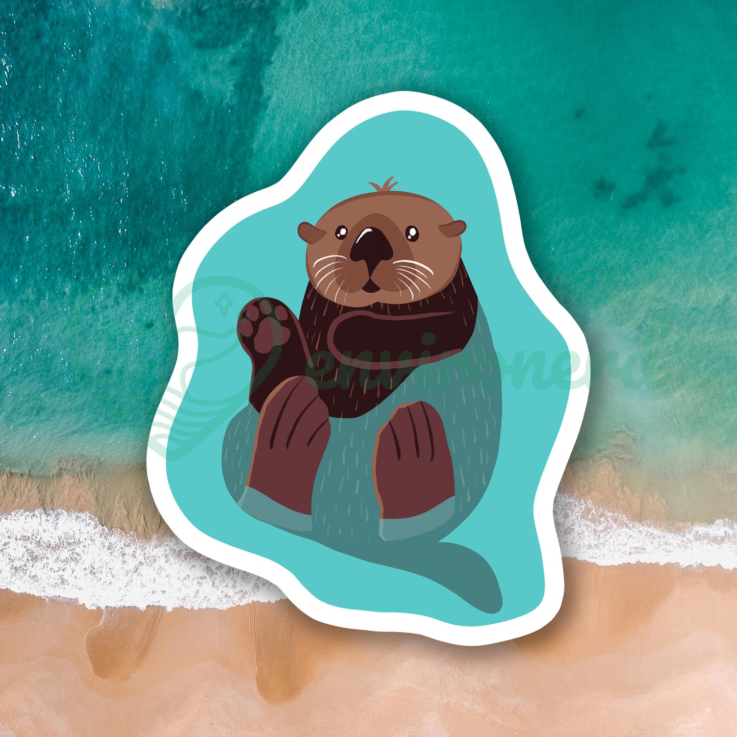 Sea otter in water sticker