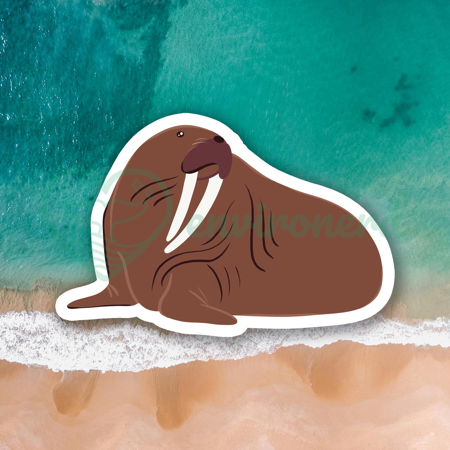 Walrus on land sticker