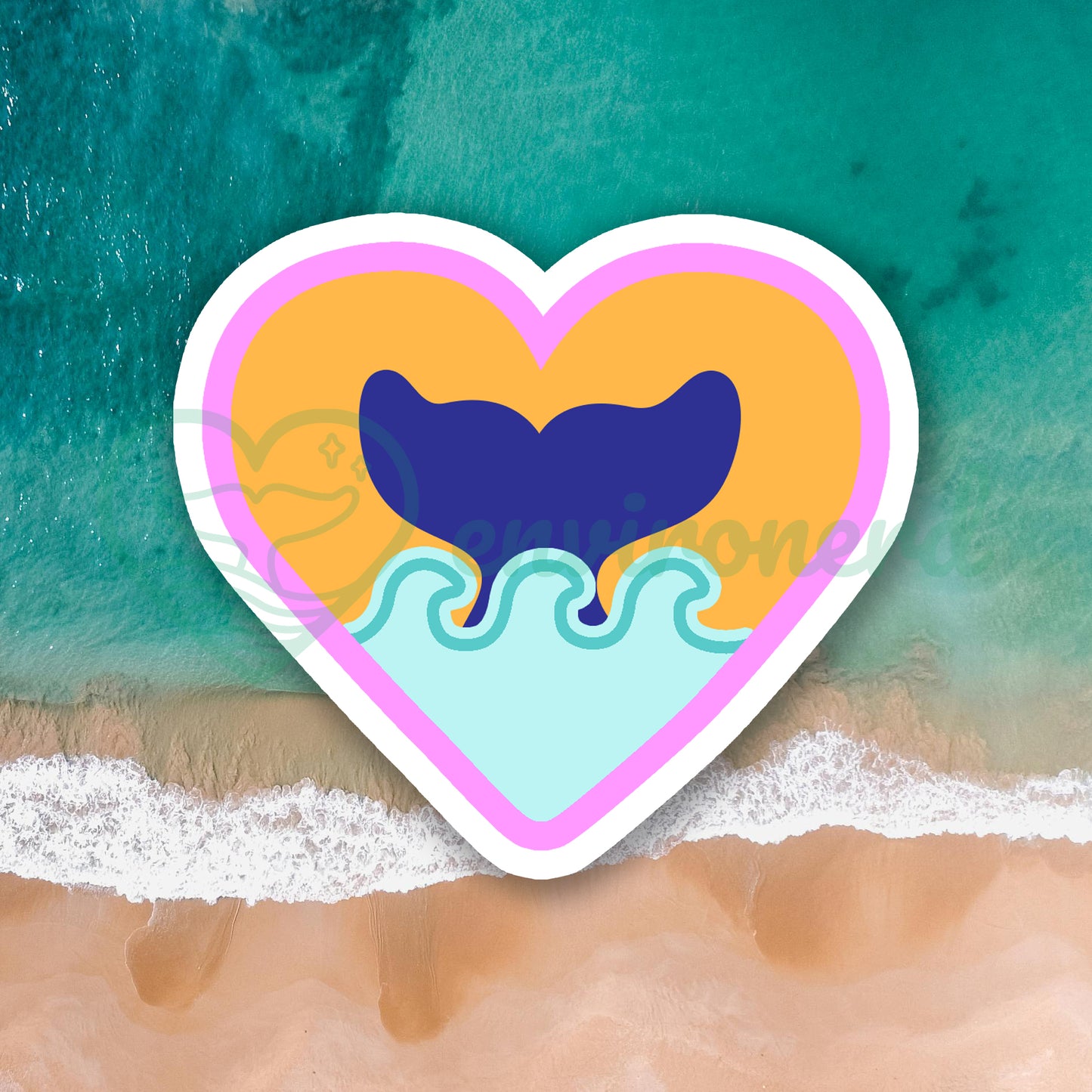 Wave heart sticker